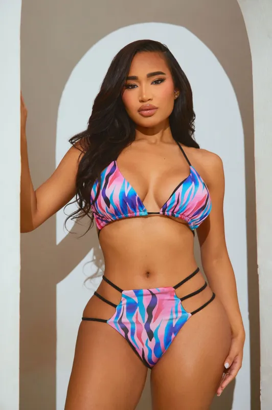 Wild Summer Fun Strappy 2 Piece Bikini - Pink/combo sold by Fashion Nova