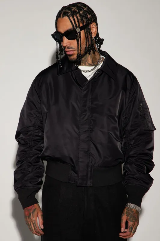 Sweet Spot Collar Bomber Jacket - Black sold by Fashion Nova