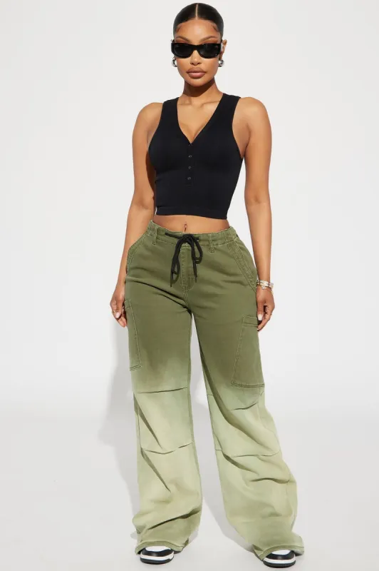 You Should Know Ombre Wide Leg Pant - Olive sold by Fashion Nova