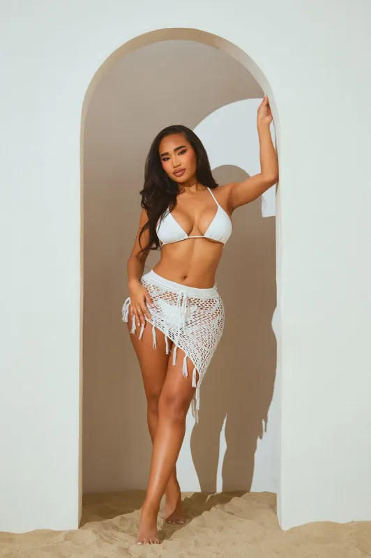 Feel The Breeze Crochet Cover Up Skirt - White sold by Fashion Nova