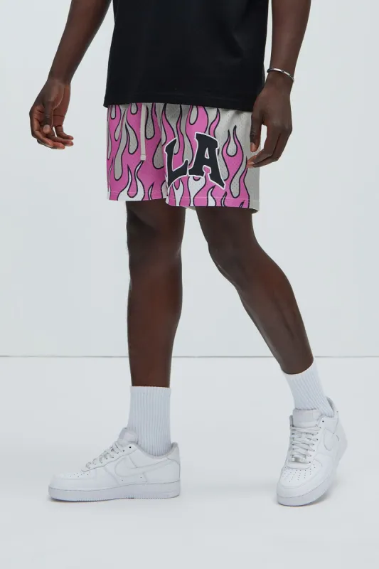 LA On Fire Mesh Shorts - Grey sold by Fashion Nova