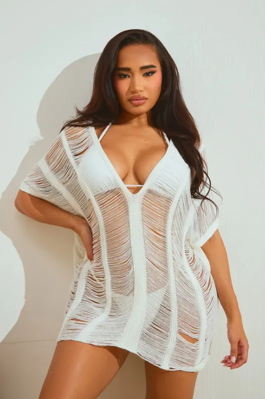 Elizabeth Crochet Cover Up Dress - Ivory sold by Fashion Nova