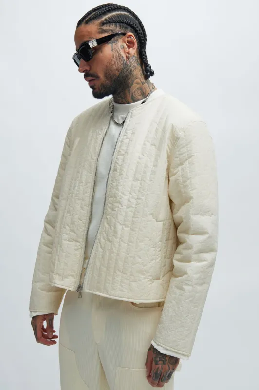 Warren Nylon Zip Jacket - Off White sold by Fashion Nova