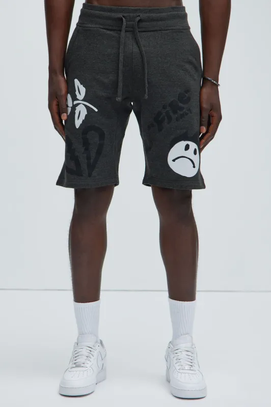 Fire″ Only Sweatshorts - Charcoal sold by Fashion Nova