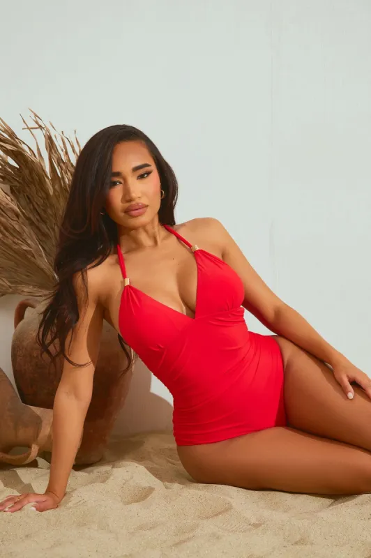 Raquel 1 Piece Swimsuit - Red sold by Fashion Nova