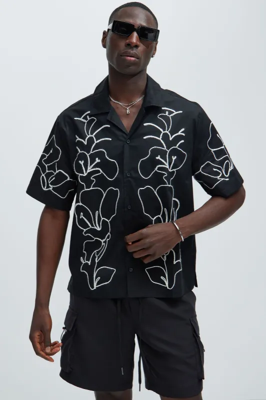 Faunce Embroidery Shirt - Black sold by Fashion Nova