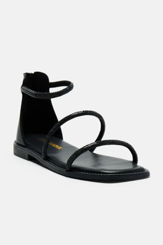 On Her Way Flat Sandals - Black sold by Fashion Nova