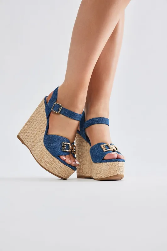 Siena Platform Wedges - Denim sold by Fashion Nova