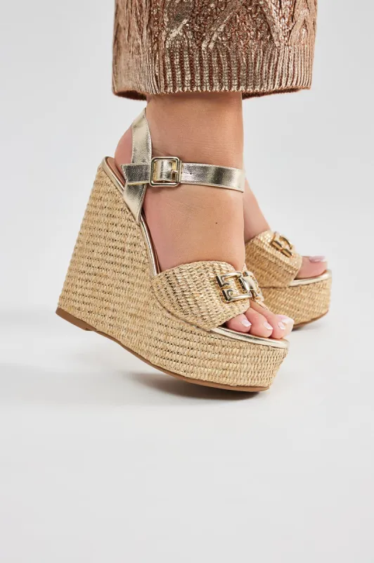 Siena Platform Wedges - Gold sold by Fashion Nova
