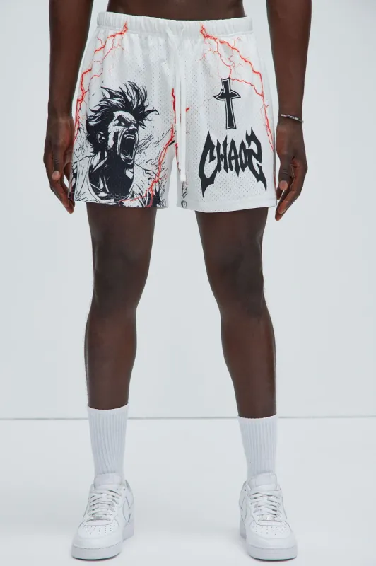 Unleash The Chaos Mesh Shorts - White sold by Fashion Nova