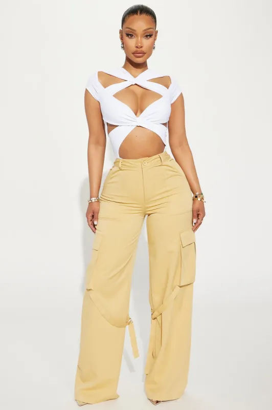 Justine Strappy Wide Leg Cargo Pant - Mustard sold by Fashion Nova