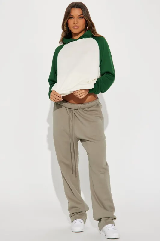 Eliana Colorblock Lounge Hoodie - Green/combo made by Fashion Nova