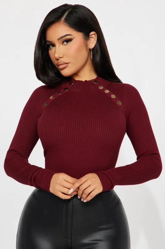 Jezebel Sweater Top - Wine sold by Fashion Nova