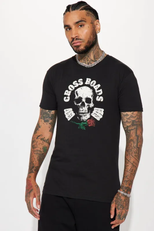 Cross Roads Short Sleeve Tee - Black sold by Fashion Nova