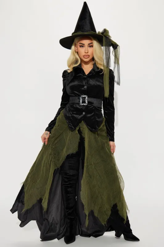 Midnight Coven Witch 4 Piece Costume Set - Black/combo sold by Fashion Nova