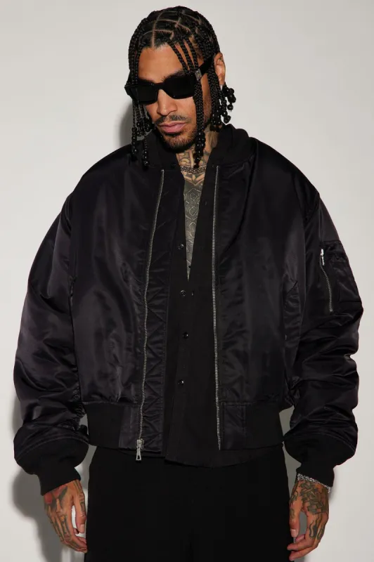 Cameo Flight Bomber Jacket - Black sold by Fashion Nova