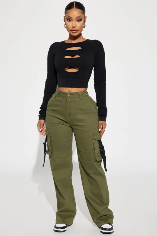 Love And War Wide Leg Cargo Pant - Olive sold by Fashion Nova