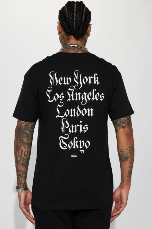 Worldwide Label Short Sleeve Tee - Black sold by Fashion Nova