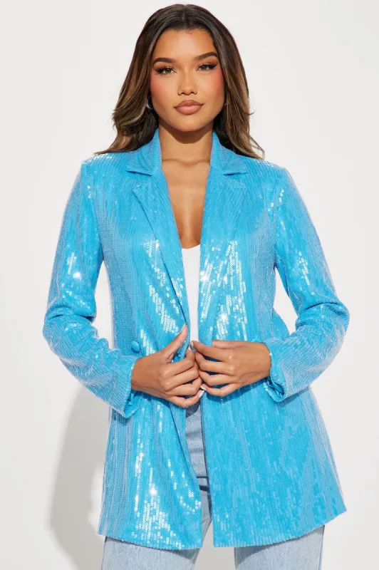 Alana Sequin Blazer - Aqua sold by Fashion Nova