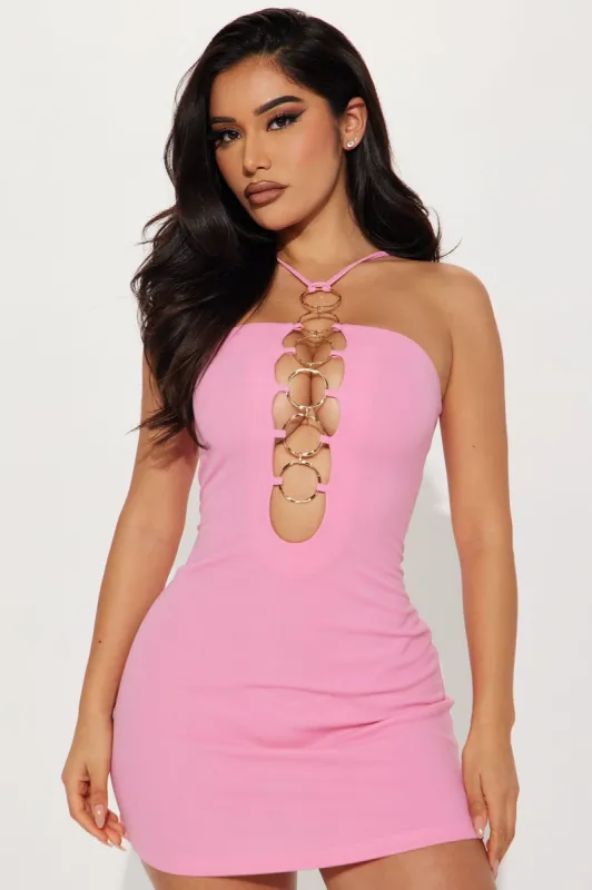 Up All Night Halter Mini Dress - Pink sold by Fashion Nova
