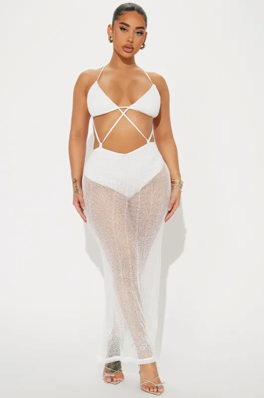 Miami Summer Crochet Maxi Dress - White sold by Fashion Nova