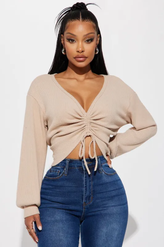 Where She Goes Ribbed Top - Taupe sold by Fashion Nova