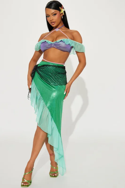 Mermaid Cutie 3 Piece Costume Set - Aqua/Combo sold by Fashion Nova