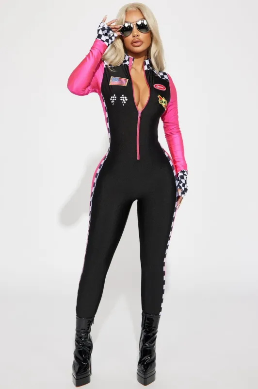 Burning Rubber 3 Piece Costume Set - Black/Pink sold by Fashion Nova