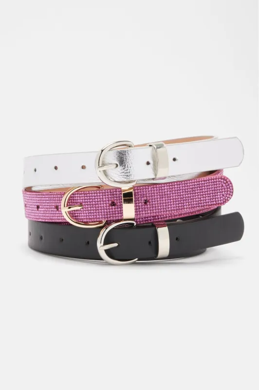 It's A Party Trio Belt Set - Hot Pink/combo made by Fashion Nova