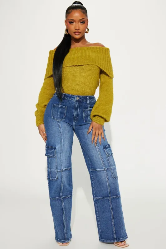 Never Stop Low Stretch Cargo Straight Leg Jeans - Dark Wash made by Fashion Nova