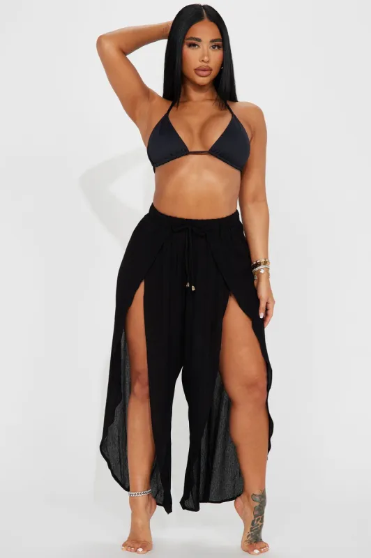 Dancing In The Sand Coverup Pants - Black sold by Fashion Nova