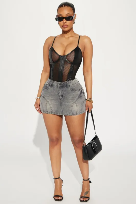 Bold Steps Denim Micro Mini Skirt - Grey sold by Fashion Nova
