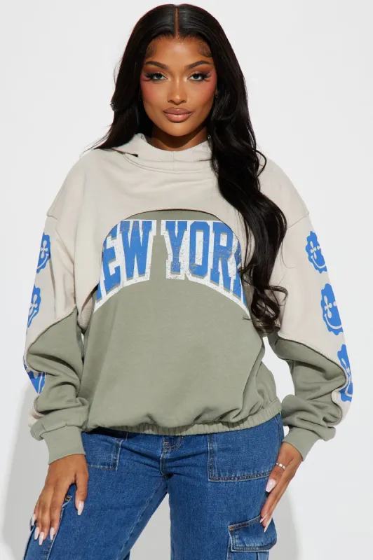 New York Layered Hoodie - Olive sold by Fashion Nova