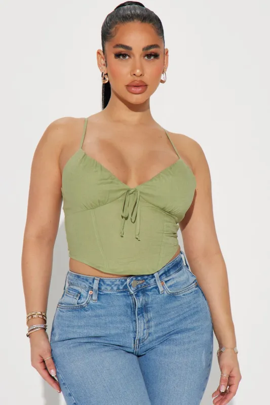 My Way Linen Top - Green sold by Fashion Nova