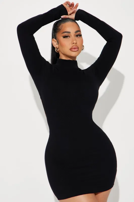 Iris Snatched Mini Dress - Black sold by Fashion Nova