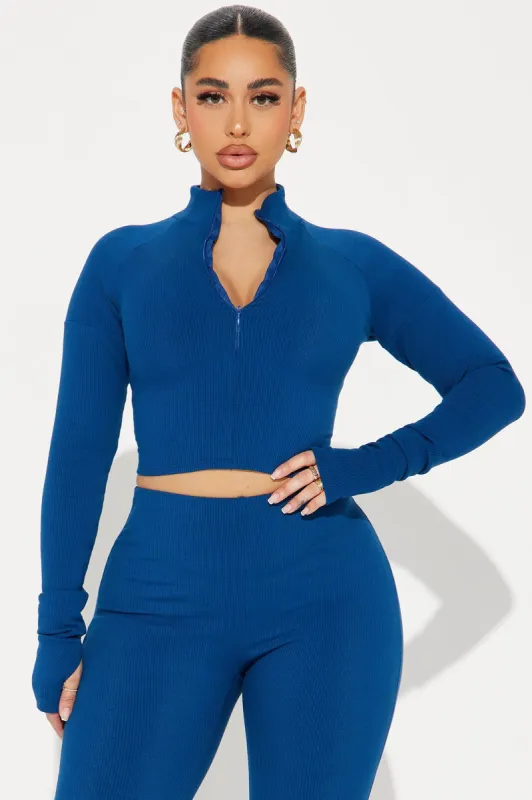 Nicole Collared Snatched Top - Navy sold by Fashion Nova