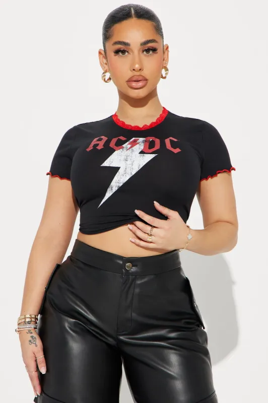 ACDC Electric Lace Tee - Black sold by Fashion Nova