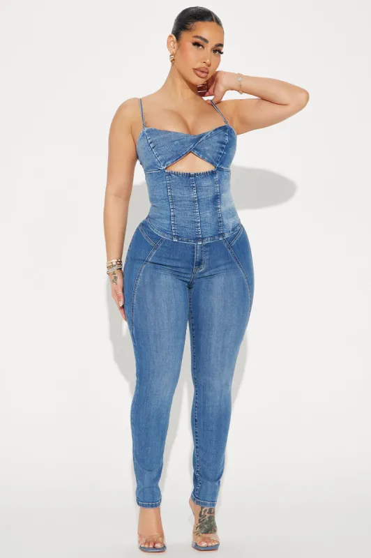 Bounce Back Stretch Moto Skinny Jeans - Medium Wash sold by Fashion Nova