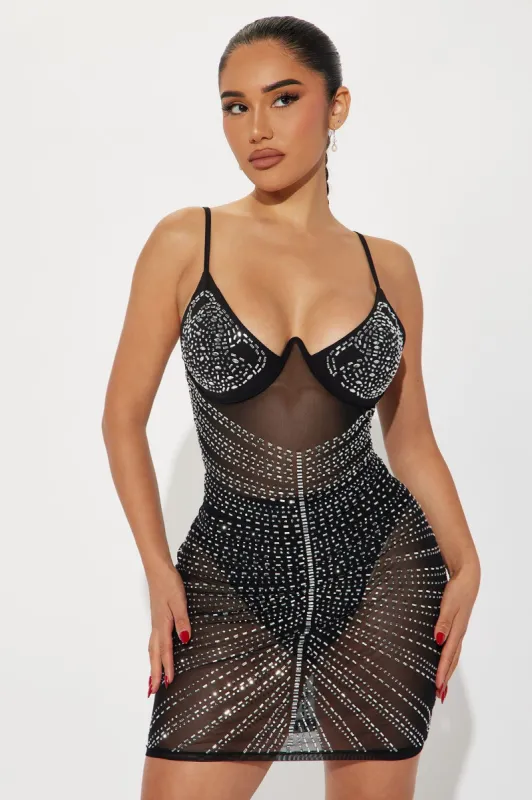 Karen Embellished Mini Dress - Black sold by Fashion Nova