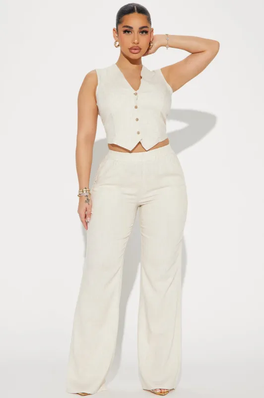 Perfect Vacay Linen Pant Set - Taupe sold by Fashion Nova