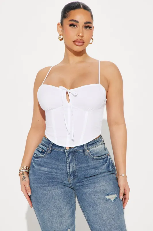 Araya Poplin Corset Top - White sold by Fashion Nova