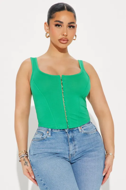 Becky Hook And Eye Top - Kelly Green sold by Fashion Nova