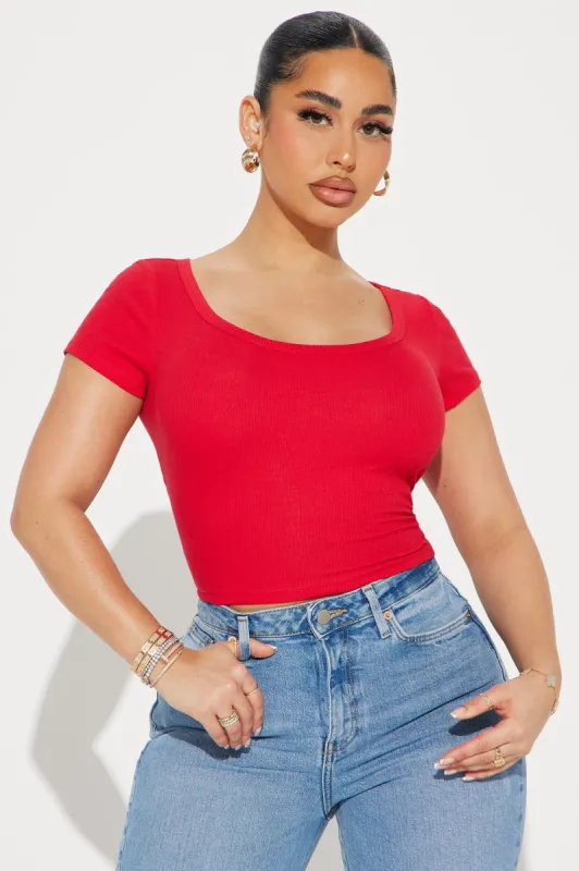 Amelia Scoop Neck Top - Red made by Fashion Nova