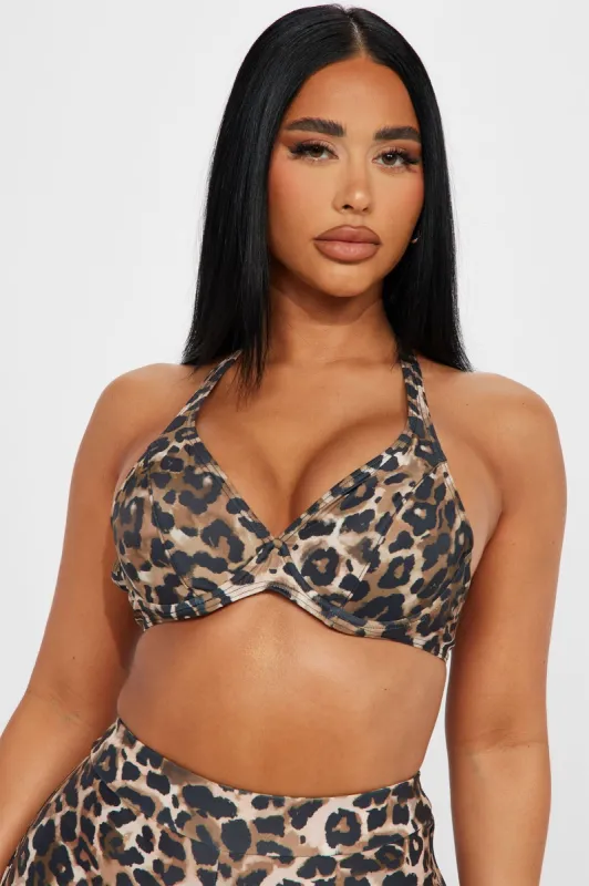 Maui Halter Support Bikini Top - Leopard sold by Fashion Nova