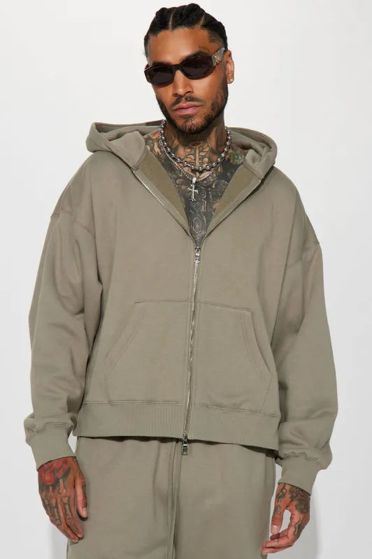 Tyson Heavyweight Zip Up - Olive sold by Fashion Nova