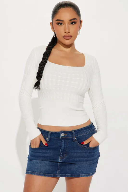 Logan Sweater Top - White sold by Fashion Nova