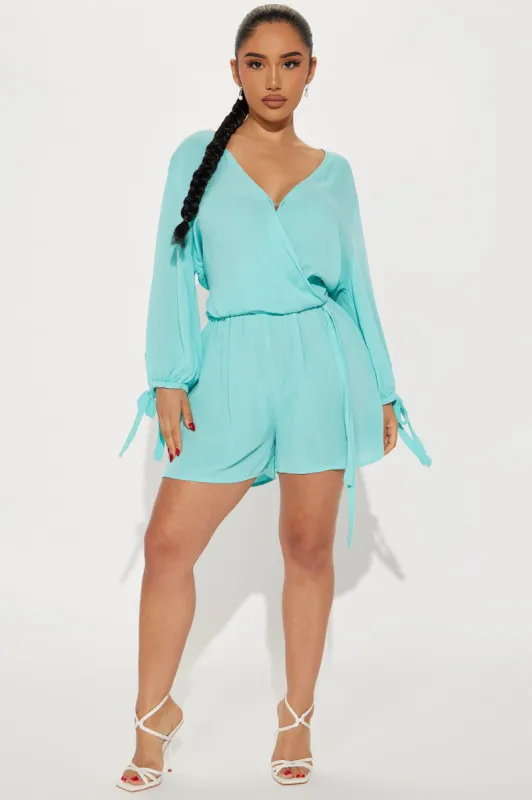 Tell Me Nice Things Romper - Light Blue made by Fashion Nova