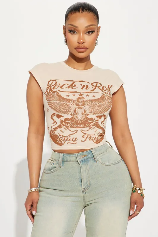 Rock With You Backless Tee - Beige sold by Fashion Nova