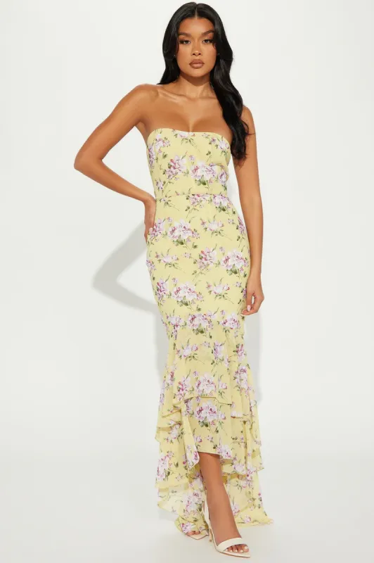 Jeannie Floral Maxi Dress - Yellow/combo sold by Fashion Nova