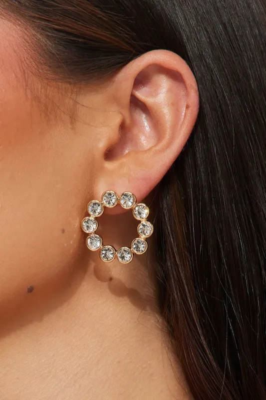 Round Of Diamonds Earrings - Gold sold by Fashion Nova